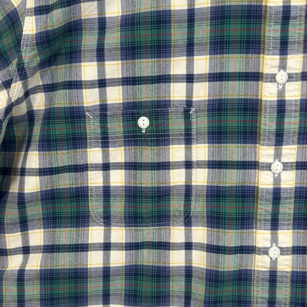 Polo Ralph Lauren Oxford Shirt Mens 3XB Big Tartan Plaid Green Navy Short Sleeve